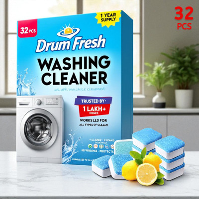 DrumFreshify 32Pcs High Quality Washing Machine Gentle Machine Cleaner Detergent Powder (Lemon)(32 g)