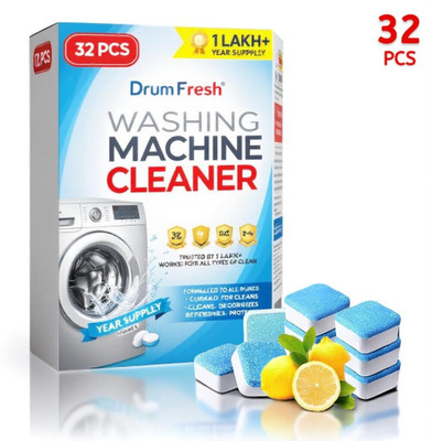 DrumFresh 32Pcs High Quality Washing Machine Odor Shield Formula Detergent Powder (Lemon)(32 g)
