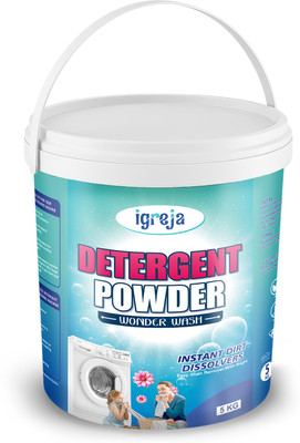 IGREJA Advanced Technology For Bright White Clothes Washing machine,round wonder wash Detergent Powder (Fresh)(5 kg)