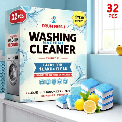 DrumFrresh 32Pcs High Quality Washing Machine Machine Hygiene Tabs Detergent Powder (Lemon)(32 g)
