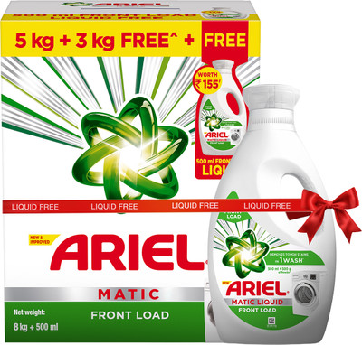 Ariel Matic Detergent Powder Front Load - 8kg+500ml Liquid free Detergent Powder(8 kg)