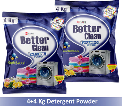 Orveen Better Clean Detergent Powder 4+4 Kg | Dissolves Easily | New Advanced Laundry Detergent Powder (Active Fresh)(8 kg)