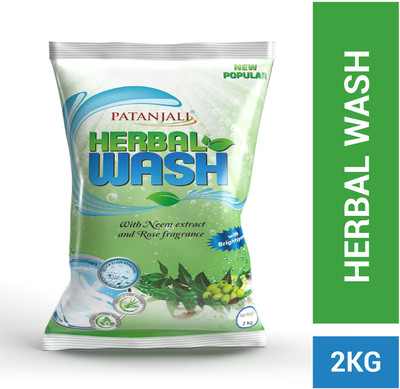 PATANJALI Herbal Wash Detergent Powder, Dissolves Easily & Removes Tough Stains Detergent Powder(2 kg)