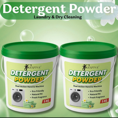 FLEXFIVE DETERGENT POWDER 10KG STRONG CLEAN PREMIUM QUALITY REMOVES TOUGH STAINS FRESH Detergent Powder (FRESH)(10 kg)