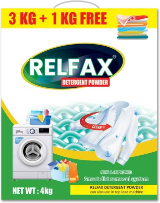 Relfax Matic Front Load and Top Load 3 kg (1 kg Extra in Pack) Detergent Powder 4000 g(Fragrance Free)