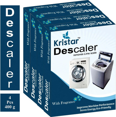 Kristar Washing Machine Tub/Drum cleaning Powder with Best appliance Descaler Technology for any fully automatic front/top load washing machine pack of 4 (400 gm) Detergent Powder (Lemon)(400 g)