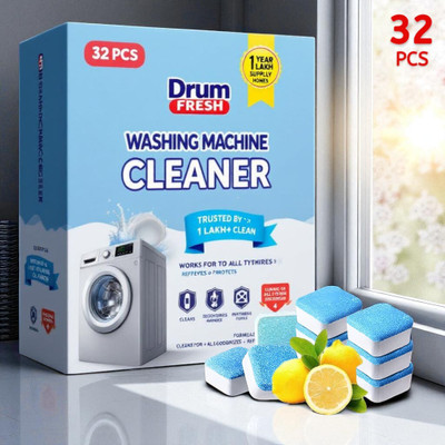 DrumFrresh 32Pcs High Quality Washing Machine Safe for Daily Use Detergent Powder (Lemon)(32 g)