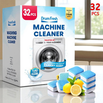 DrumFressh 32Pcs High Quality Washing Machine Instant Descaling Tabs Detergent Powder (Lemon)(32 g)