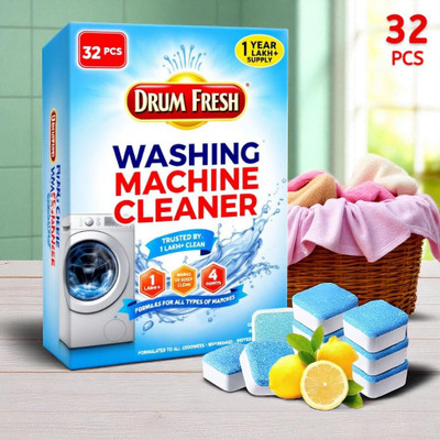 DrumFrresh 32Pcs High Quality Washing Machine Deep Penetration Clean Detergent Powder (Lemon)(32 g)