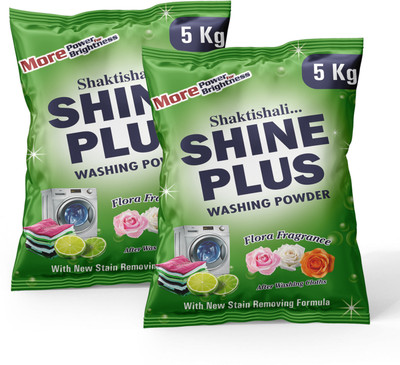 Shaktishali SHINE PLUS Smart Laundry Detergent Powder 5+5 Kg | Tough on Stains | Colour-Safe Detergent Powder (Active Fresh)(10 kg)