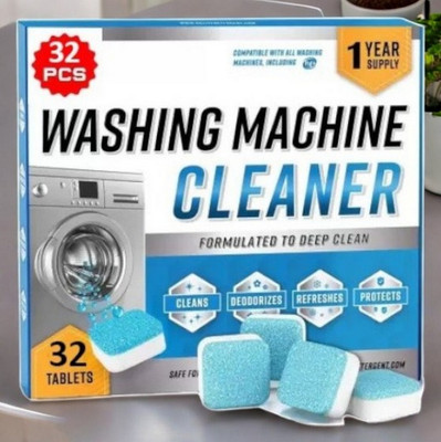 DrumFresh 32Pcs High Quality Washing Machine Gentle Machine Cleaner Detergent Powder (Lemon)(32 g)