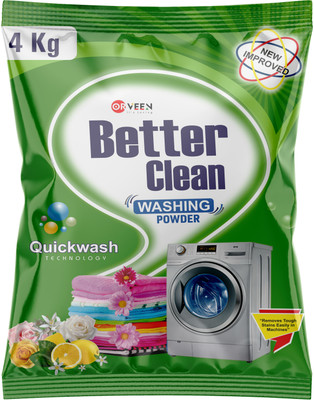 Orveen Detergent Powder Better Clean | Top & Front Load | Remove Tough Stains on Cloth, Dissolve Easily Detergent Powder (Active Fresh)(4 kg)
