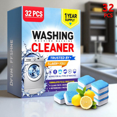 DrumFreshify 32Pcs High Quality Washing Machine High Efficiency Tablets Detergent Powder (Lemon)(32 g)