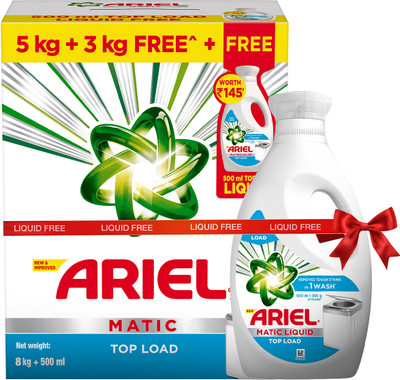 Ariel Matic Detergent Powder Top Load- 8kg+500ml Liquid free Detergent Powder(8 kg)