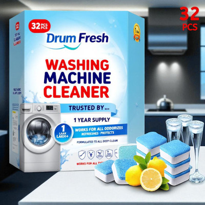 DrumFreshify 32Pcs High Quality Washing Machine Safe for Hands Detergent Powder (Lemon)(32 g)