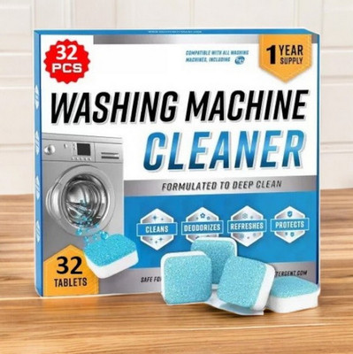 DrumFresh 32Pcs High Quality Washing Machine Limescale Remover Tabs Detergent Powder (Lemon)(32 g)