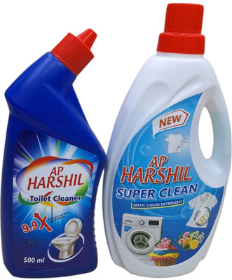 AP HARSHIL Toilet cleaner 500ml+1ltr.Liquid detergent | Pack of 2. Detergent Powder (Jasmine)(1.5 L)