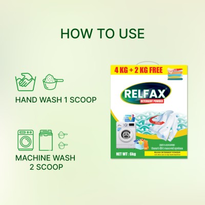 Relfax RELFAXS Matic Top Load- Front Load Washing Powder - 4 kg + 2 Kg Free (6 KG ) Detergent Powder 6 kg(Long-Lasting Fragrance)