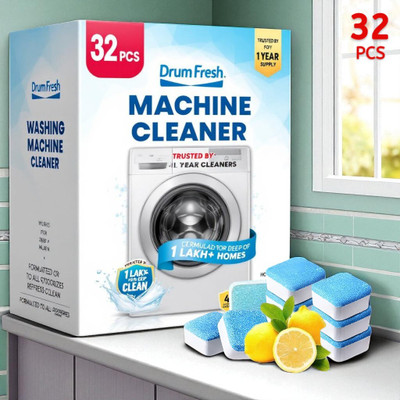 DrumFrresh 32Pcs High Quality Washing Machine Eco Friendly Tablets Detergent Powder (Lemon)(32 g)