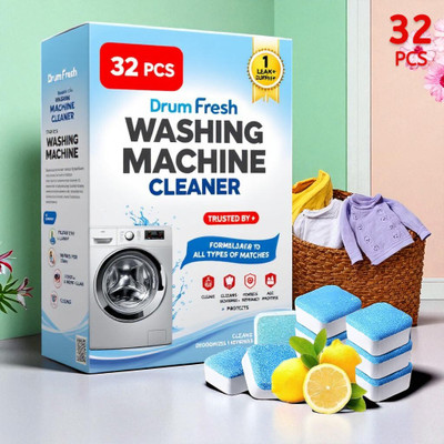 DrumFrresh 32Pcs High Quality Washing Machine Perfect Drum Cleaner Detergent Powder (Lemon)(32 g)