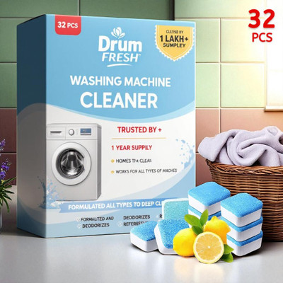 DrumFrresh 32Pcs High Quality Washing Machine No Drain Clog Detergent Powder (Lemon)(32 g)