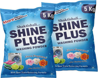 Shaktishali SHINE PLUS Extra Power Detergent Powder 10 Kg | Tough on Dried Stains | Color-Safe Detergent Powder (Active Fresh)(10 kg)