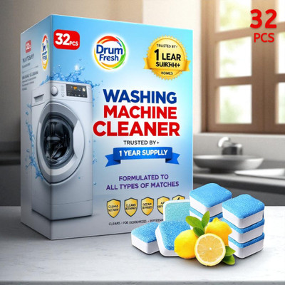 DrumFreshify 32Pcs High Quality Washing Machine Compact Drum Cleaner Detergent Powder (Lemon)(32 g)