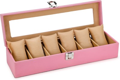 STORESHINE SS-WB1-09-PKBG-6M Watch Box(Pink, Beige, Holds 6 Watches)