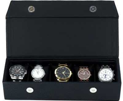 Hard Craft Storage Organizer Hand Crafted 5WCF05BL_sb2 Leather Watch Box