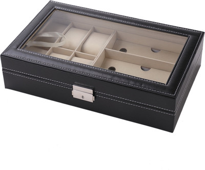 KUBER INDUSTRIES 6 Slot Watch Storage Box With 3 Slot Glasses Organizer 20000000149336 PU Watch Box
