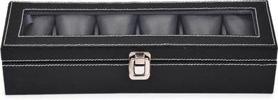 XOVEE Watch Boxes Watch Box(Black, Holds 6 Watches)