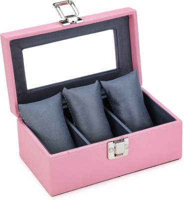 STORESHINE SS-WB1-08-PKGY-6M Watch Box(Pink, Grey, Holds 3 Watches)