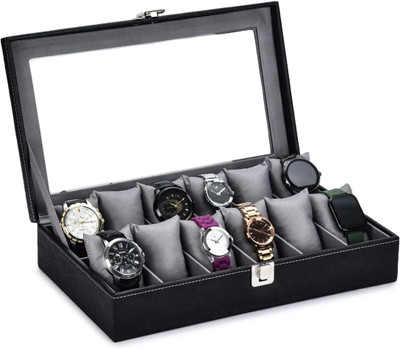 AnaGol Holder Organizer CaseAG-031-BKGY-12(M) PU Watch Box