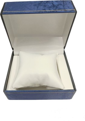 Headshot Men's and Women's Watch Box Holder Organizer Case with white pillow. Watch Box(Blue, White, Holds 1 Watch)