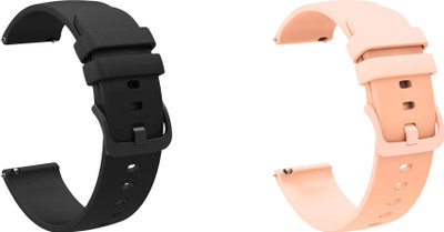 ACM WSM24L22BKCP2232 Pack of 2 Watch Strap Silicone Color Hook 22mm for Amazfit Gtr 3 Pro Smartwatch (Black/Creame Pink) Smart Watch Strap(Mullti Color)