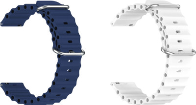 ACM WSM18F20DBLWT1075 Pack of 2 Watch Strap Silicone Smart 20mm for Garmin S2 Air Smartwatch (Dark Blue/White) Smart Watch Strap(Mullti Color)