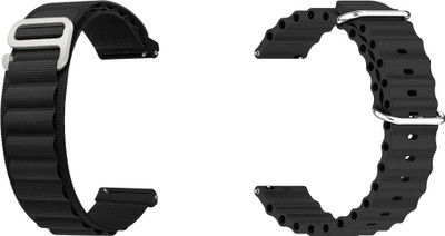 ACM WSM1718B20BKBK2755 Pack of 2 Watch Strap Nylon & Silicone 20mm for Truee Genx Pro Smartwatch (Black) Smart Watch Strap(Mullti Color)