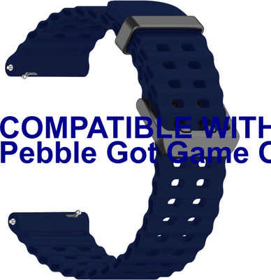ACM WSM40B22DBL3371 Watch Strap Silicone Sports 22mm for |Pebble Got Game Of Thrones Edition Smartwatch Dark Blue Smart Watch Strap(Blue)