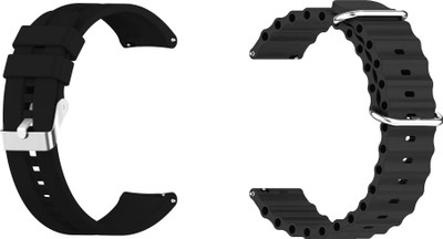 ACM WSM1518B20BKBK2682 Pack of 2 Watch Strap Silicone 20mm for Amazfit Bip 3 Pro Smartwatch (Black) Smart Watch Strap(Mullti Color)