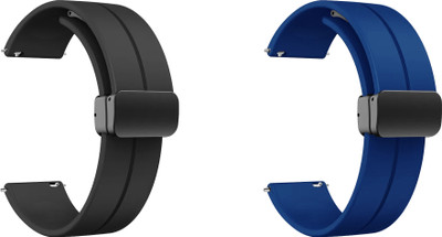 ACM WSM19G22BKDBL2796 Pack of 2 Watch Strap Magnetic Clasp 22mm for Noise Noisefit Core 2 Smartwatch (Black/Dark Blue) Smart Watch Strap(Mullti Color)