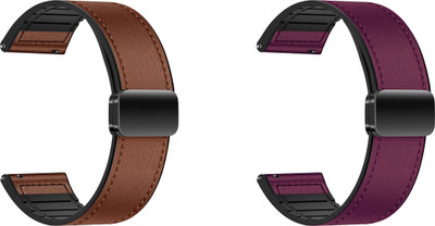 ACM WSM28P20BRPU2726 Pack of 2 Watch Strap Leather Magnetic Silicone 20mm for Zebronics Zeb-Drip Smartwatch (Brown/Purple) Smart Watch Strap(Mullti Color)