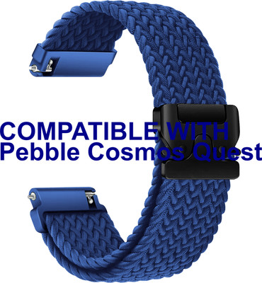ACM WSM38Z22BL3357 Watch Strap Woven Braided Clipper 22mm for Pebble Cosmos Quest Smartwatch Blue Smart Watch Strap(Blue)