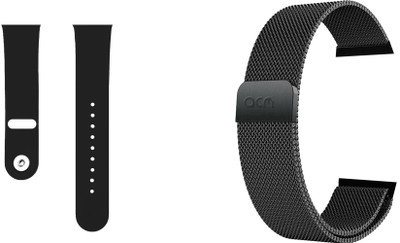 ACM Pack of 2 Watch Strap Sliding Silicone & Magnetic for Nowme W26 Plus Smartwatch 1067612 mm Silicone Watch Strap(Black)