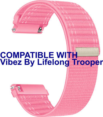 ACM WSM39A22PK3394 Watch Strap Nylon Soft 22mm for New Vibez By Lifelong Trooper Smartwatch Pink Smart Watch Strap(Pink)