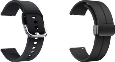 ACM WSM819B20BKBK2154 Pack of 2 Watch Strap Silicone & Magnetic Clasp 20mm for Amazfit Bip A1608 Smartwatch (Black) Smart Watch Strap(Mullti Color)