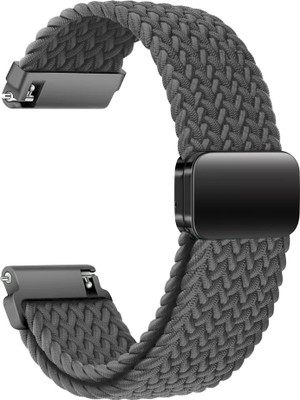 ACM WSM26N22GY3890 Watch Strap Woven Braided Magnetic Belt 22mm for Boat Wave Call Smart Smartwatch Grey Smart Watch Strap(Grey)