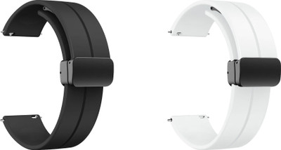 ACM WSM19G20BKWT2561 Pack of 2 Watch Strap Magnetic Clasp 20mm for Boat Wave Pro 1.69 Smartwatch (Black/White) Smart Watch Strap(Mullti Color)