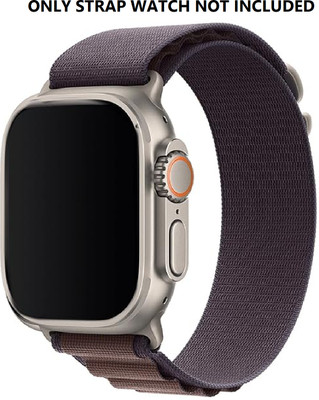 TRENDINGVIEW Nylon fabric Alpine Adjustable woven loops with Titanium Metal G-Hook 44 mm Fabric Watch Strap Smart Watch Strap(Black)