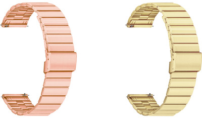 ACM WSM20H22RSGGL2861 Pack of 2 Watch Strap Adjustable Steel 22mm for Fire-Boltt Ninja Call 2 Plus Bsw025 Smartwatch (Rose Gold Pink/Champagne Gold) Smart Watch Strap(Mullti Color)
