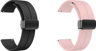 ACM WSM19G20BKCPK1336 Pack of 2 Watch Strap Magnetic Clasp 20mm for Skagen Falster 2 Skt5100 Smartwatch (Black/Creame Pink) Smart Watch Strap(Mullti Color)